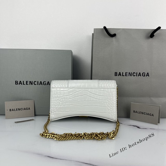 Balenciaga專櫃爆款鱷魚紋牛皮女包 巴黎世家沙漏鏈條斜挎包 fyj1328